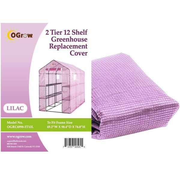 Ogrow Greenhouse PE Repl. Cover-To Fit Frame Size 49.2"W X 98.4"D X 74.8"H OGRC4998-2T12L